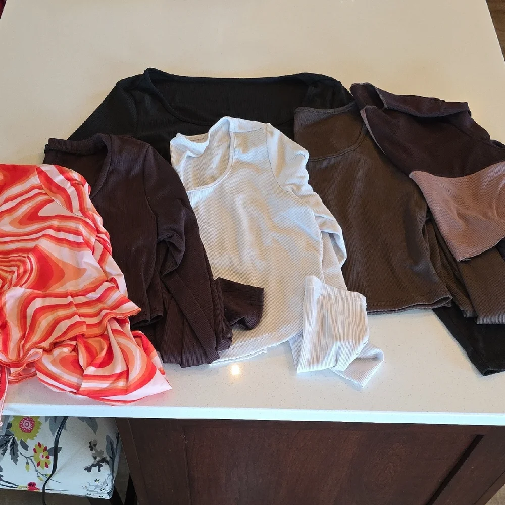 SHEIN Colorful Crop Tops Collection - Black, Brown, White, Orange - Picture 1 of 15